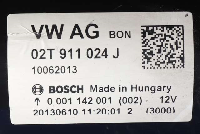 Starter til Audi A1 2010-2014 (Type I, Fase 1)  (BOSCH|0 001 142 001|02T 911 024 J|)