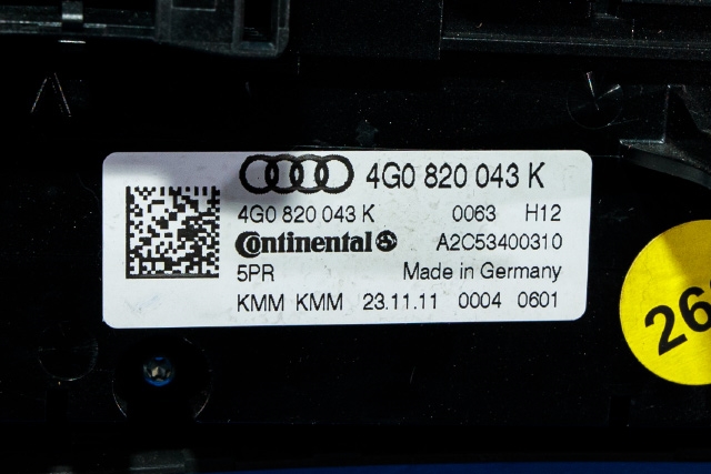 Varmeapparat betjening til Audi A6 2011-2014 (Type IV, Fase 1) (C7) (C7) (VAG|4G0 820 043 K|)