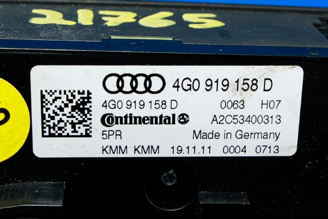 Varmeapparat betjening bak til Audi A6 2011-2014 (Type IV, Fase 1) (C7) (C7) (VAG|4G0 919 158 D|)