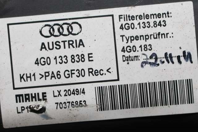 Luftfilterboks til Audi A6 2011-2014 (Type IV, Fase 1) (C7) (C7) (VAG|4G0 133 838 E|)