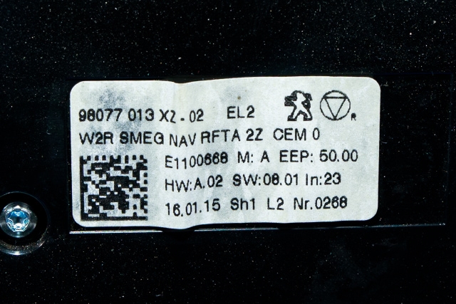 Varmeapparat betjening til Peugeot 508 2014-2018 (Type I, Fase 2)  (PEUGEOT|98 077013 XZ-02|)