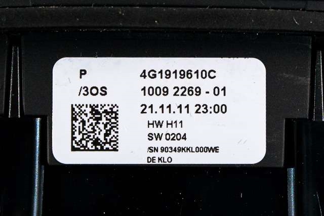 Bilstereo navigasjon betjeningspanel til Audi A6 2011-2014 (Type IV, Fase 1) (C7) (C7) (VAG|4G1 919 610 C|)