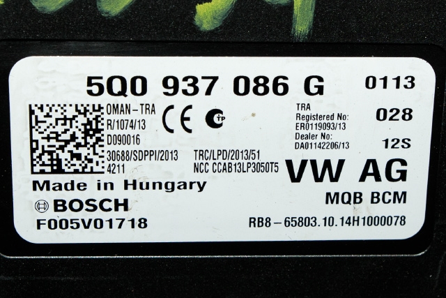 Styreenhet comfort (BCM) til VW Passat 2015-2019 (Fase 1) (B8) (B8) (VAG|5Q0 937 086 G|)