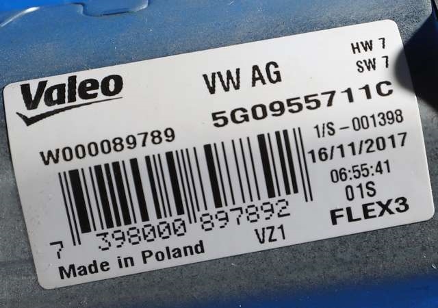 Viskermotor bakrute til VW Polo 2017-2021 (Type VI, Fase 1)  (VALEO|W000089789|5G0 955 711 C|)