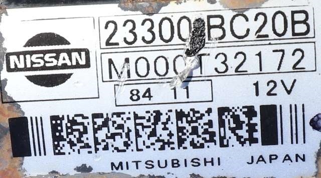 Starter til Nissan Qashqai 2007-2010 (Type I, Fase 1)  (MITSUBISHI|M000T32172|23300-BC20B|)