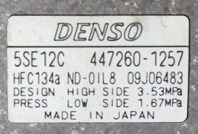 Aircondition kompressor til Toyota RAV4 2006-2009 (Type III, Fase 1)  (DENSO|447260-1257|)