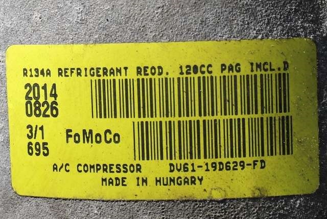 Aircondition kompressor til Ford Focus 2014-2018 (Type III, Fase 2) (FORD|DV61-19D629-FD|)