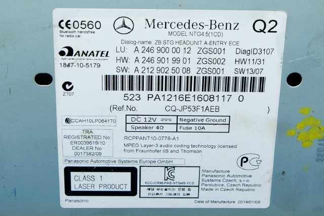 Bilstereo navigasjon til Mercedes B-Klasse 2011-2018 (W246) (W246) (MERCEDES|A 246 900 00 12|)