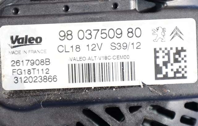 Dynamo diesel til Fiat Scudo 2007-2017 (Type II)  (VALEO|FG18T112|98 037509 80. 12 VOLT - CL18|)