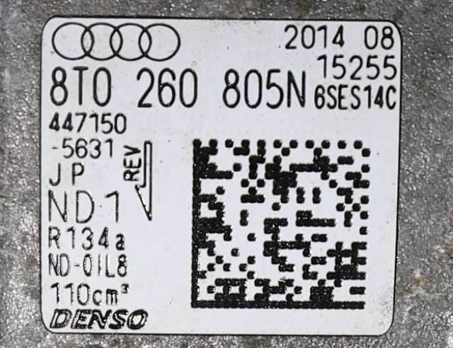 Aircondition kompressor til Audi A4 2007-2014 (Type IV) (B8) (B8) (DENSO|447150-5631|8T0 260 805 N|)
