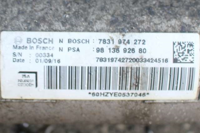 Tannstang til Toyota Proace 2016-->> (Type II)  (BOSCH|7831 974 272|98 136926 80. MERKNAD|)