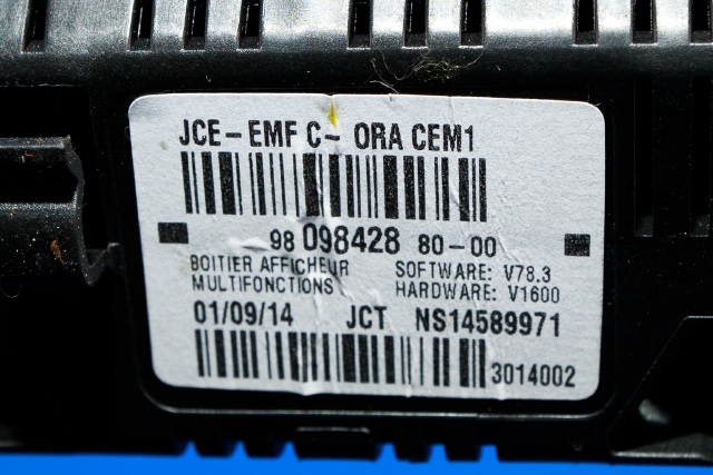 Instrument kjørecomputer til Citroën Jumpy 2007-2016 (Type II)  (JOHNSON|NS14589971|98 098428 80|)