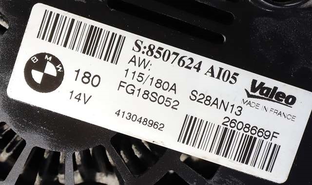 Dynamo diesel til BMW X1 2009-2015 (E84) (E84) (VALEO|FG18S052|8 507 624. 14 VOLT - 180 AMP|)