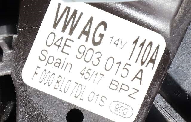Dynamo til VW Polo 2017-2021 (Type VI, Fase 1) (BOSCH|F 000 BL0 7DL|04E 903 015 A. 14 VOLT - 110 AMP|)