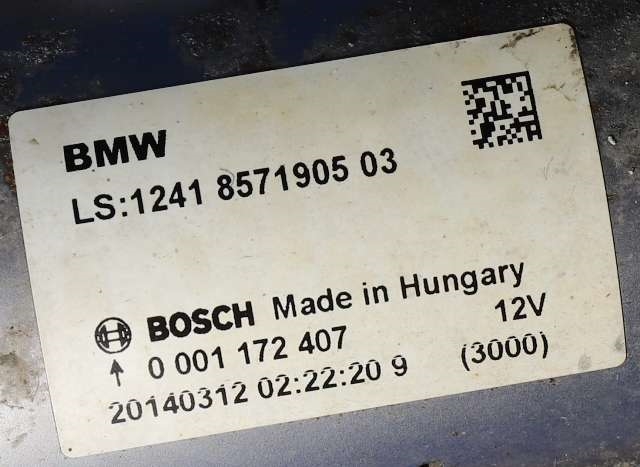 Starter diesel til BMW 3-Serie 2012-2018 (F30/F31/F34) (F30/F31/F34) (BOSCH|0 001 172 407|12.41-8 571 905|)