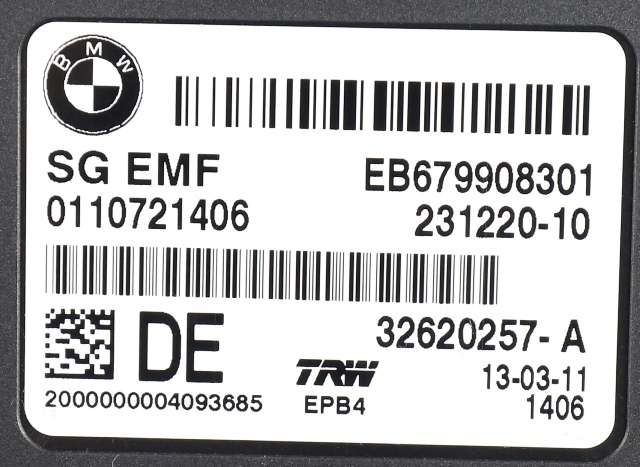 Styreenhet elektrisk parkbrems (EPB - Electric Parking Brake) til BMW 5-Serie 2010-2017 (F10/F11) (F10/F11) (TRW|32620257-A|6 799 083|)