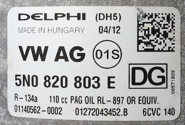 Aircondition kompressor til VW Golf VI 2008-2012  (DELPHI|01272043452.B|5N0 820 803 E|)