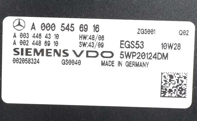 Styreenhet girkasse til Mercedes E-Klasse 2009-2013 (Fase 1) (W212) (W212) (SIEMENS|5WP2 0124 DM|A 000 545 69 16|)
