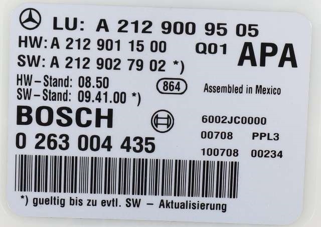 Styreenhet parkering til Mercedes E-Klasse 2009-2013 (Fase 1) (W212) (W212) (BOSCH|0 263 004 435|A 212 900 95 05|)