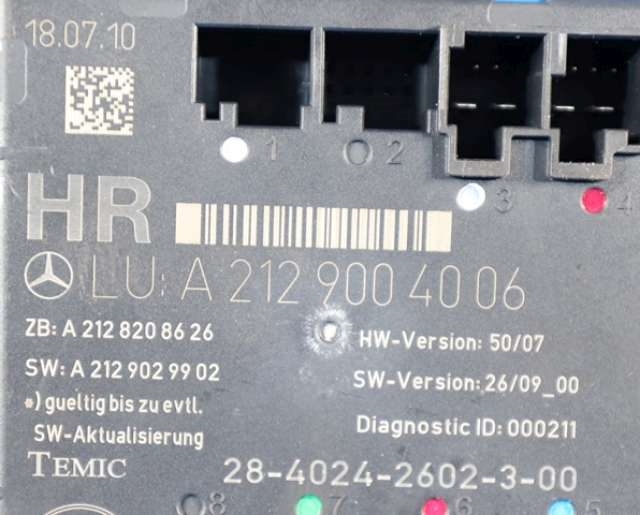 Styreenhet dør høyre bak til Mercedes E-Klasse 2009-2013 (Fase 1) (W212) (W212) (MERCEDES|A 212 900 40 06|)