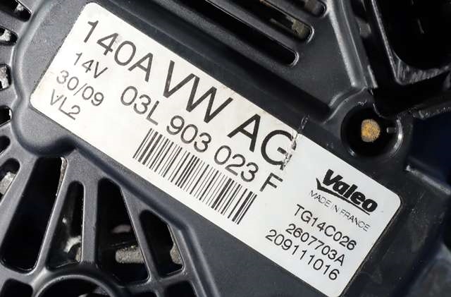 Dynamo diesel til VW Golf VI 2008-2012  (VALEO|TG14C026|03L 903 023 F. 14 VOLT - 140 AMP|)