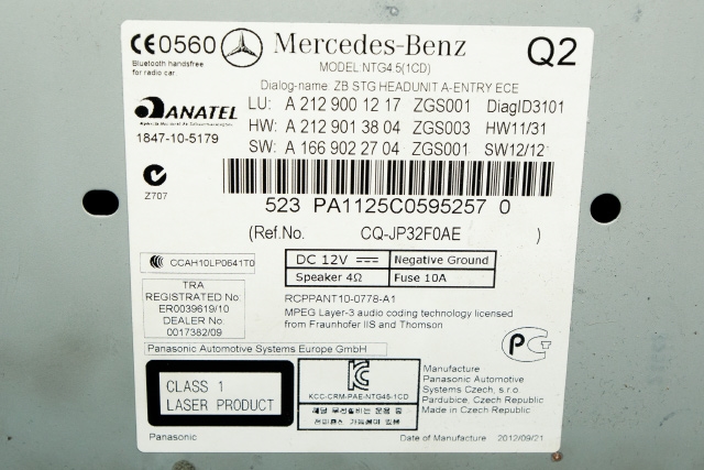 Bilstereo navigasjon til Mercedes E-Klasse 2009-2013 (Fase 1) (W212) (W212) (MERCEDES|A 212 900 12 17|)