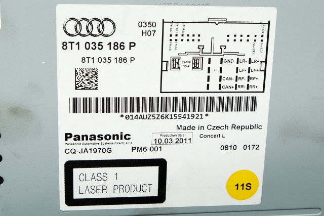 Bilstereo til Audi Q5 2008-2012 (Type I, Fase 1)  (PANASONIC|CQ-JA1970G|8T1 035 186 P|)