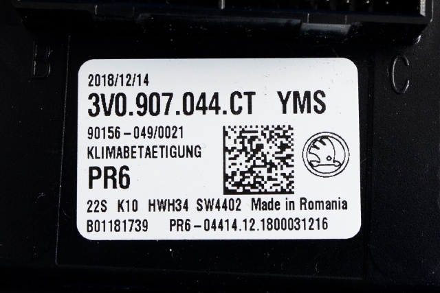 Varmeapparat betjening til Škoda Superb 2015-->> (Type III)  (VAG|3V0 907 044 CT|)