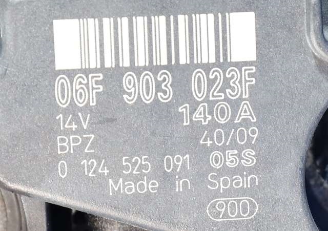 Dynamo diesel til VW Golf VI 2008-2012 (BOSCH|0 124 525 091|06F 903 023 F. 14 VOLT - 140 AMP|)