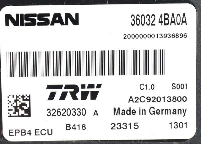 Styreenhet elektrisk parkbrems (EPB - Electric Parking Brake) til Nissan X-Trail 2014-2022 (T32) (T32) (NISSAN|36032-4BA0A|)