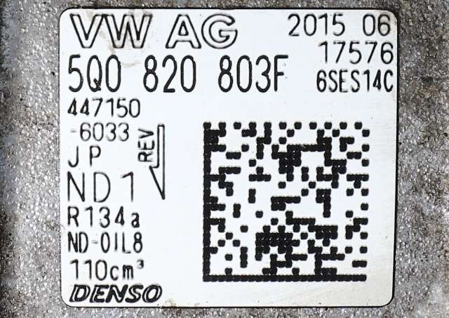 Aircondition kompressor til VW Passat 2015-2019 (Fase 1) (B8) (B8) (DENSO|447150-6033|5Q0 820 803 F|)
