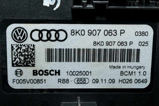 Styreenhet comfort (BCM) til Audi A4 2007-2014 (Type IV) (B8) (B8) (VAG|8K0 907 063 P|)