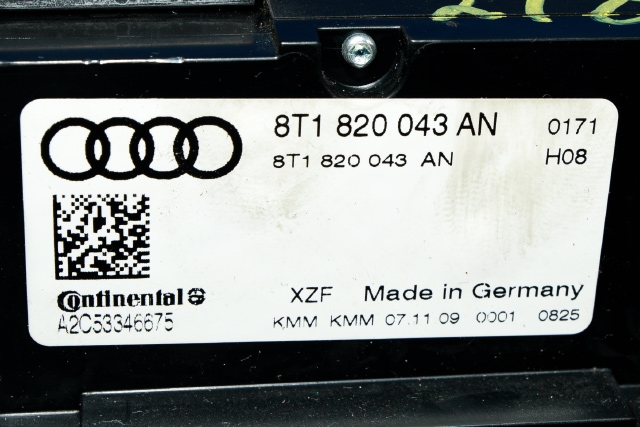 Varmeapparat betjening til Audi A4 2007-2014 (Type IV) (B8) (B8) (VAG|8T1 820 043 AN|)
