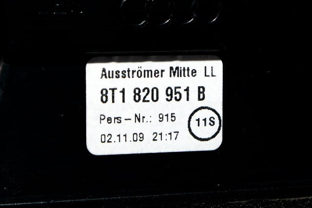 Dashbord friskluftdyse midtkonsoll til Audi A4 2007-2014 (Type IV) (B8) (B8) (VAG|8T1 820 951 B|)