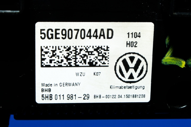 Varmeapparat betjening til VW e-Golf 2014-2017 (Fase 1)  (VAG|5GE 907 044 AD|)