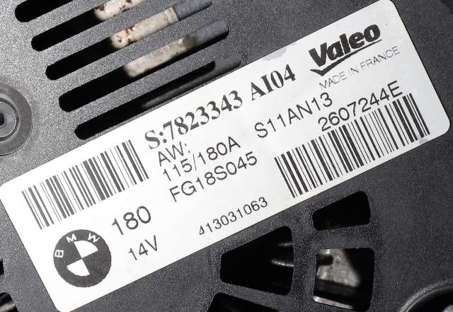 Dynamo diesel til BMW 1-Serie 2011-2015 (Fase 1) (F20/F21) (F20/F21) (VALEO|FG18S045|7 823 343. 14 VOLT - 180 AMP|)