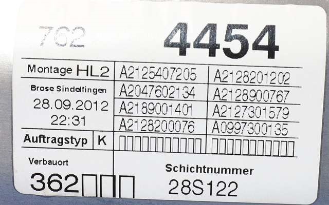 Ruteheis venstre bak til Mercedes E-Klasse 2009-2013 (Fase 1) (W212) (W212) (MERCEDES|A 204 820 05 42|)