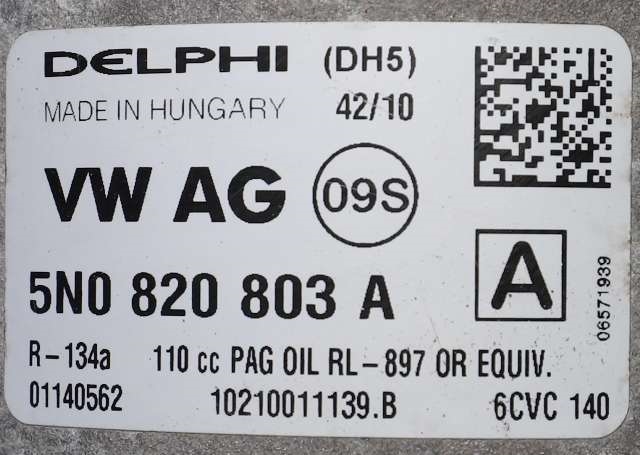 Aircondition kompressor til VW Golf VI 2008-2012  (DELPHI|10210011139.B|5N0 820 803 A|)