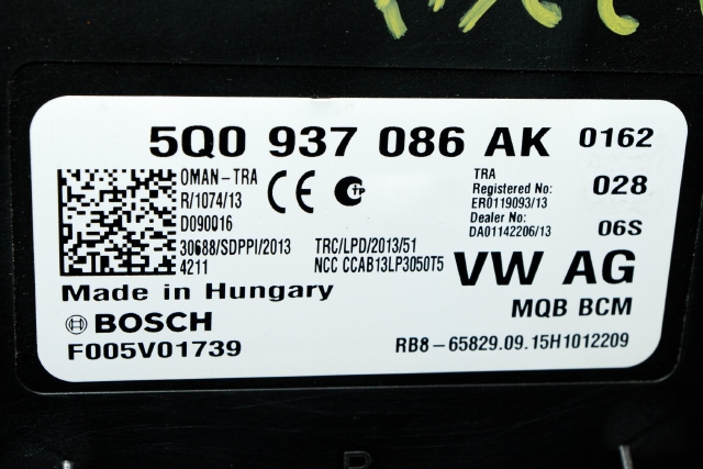 Styreenhet comfort (BCM) til VW Passat 2015-2019 (Fase 1) (B8) (B8) (VAG|5Q0 937 086 AK|)