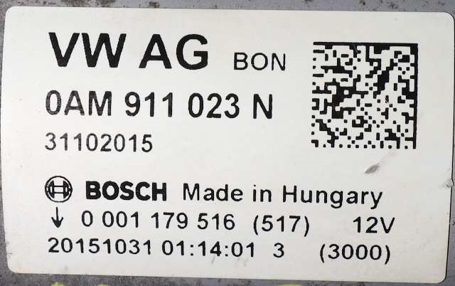 Starter til Audi A3 2012-2016 (Type III, Fase 1)  (BOSCH|0 001 179 516|0AM 911 023 N|)