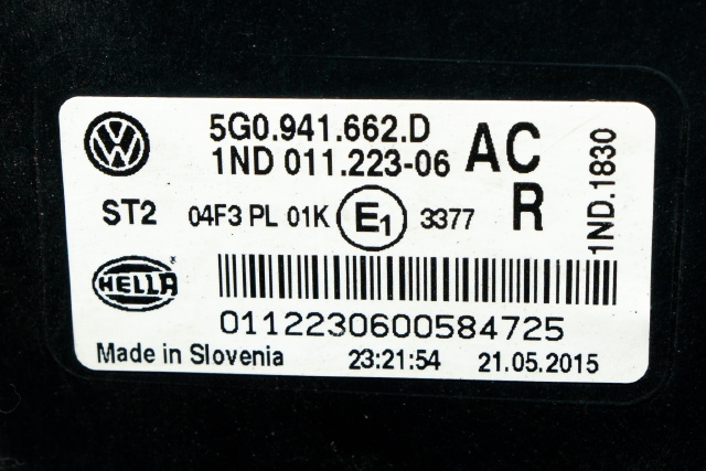 Parklykt høyre til VW Golf VII 2012-2017 (Fase 1) (VAG|5G0 941 662 D|)