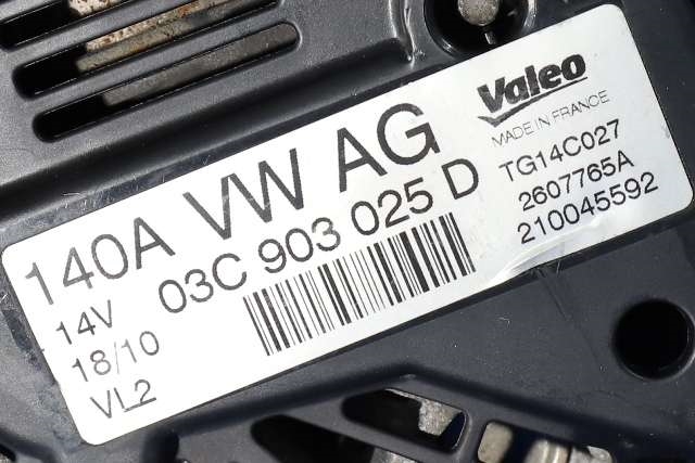 Dynamo til VW Golf VI 2008-2012  (VALEO|TG14C027|03C 903 025 D. 14 VOLT - 140 AMP|)