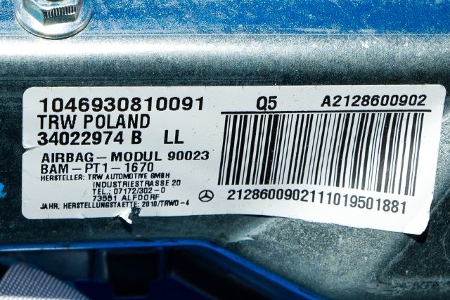 Airbag kne til Mercedes E-Klasse 2009-2013 (Fase 1) (W212) (W212) (MERCEDES|A 212 860 09 02|)