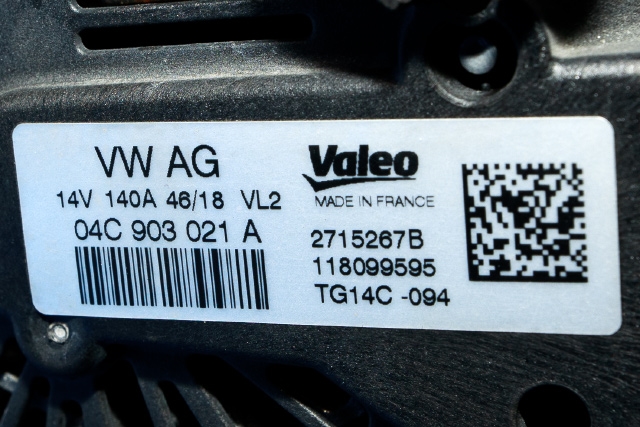 Dynamo til Audi Q2 2016-->>  (VALEO|2715267B|04C 903 021 A. 14 VOLT - 140 AMP|)