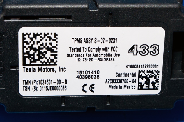 Sensor dekktrykk til Tesla Model S 2013-2016 (Fase 1)  (TESLA|1034601-00-B|)