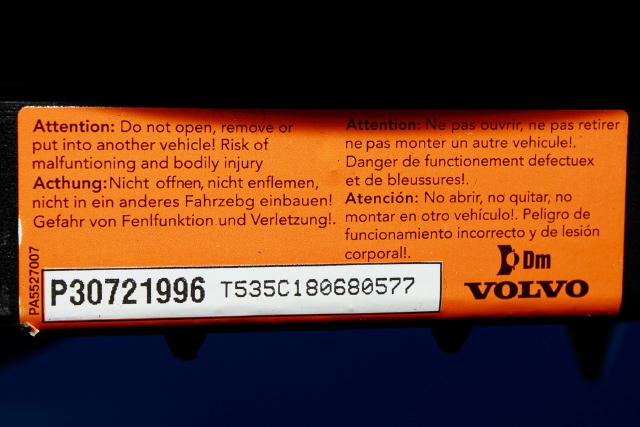 Airbag rattpute til Volvo V70 2007-2013 (Type III, Fase 1) (VOLVO|P30721996|)