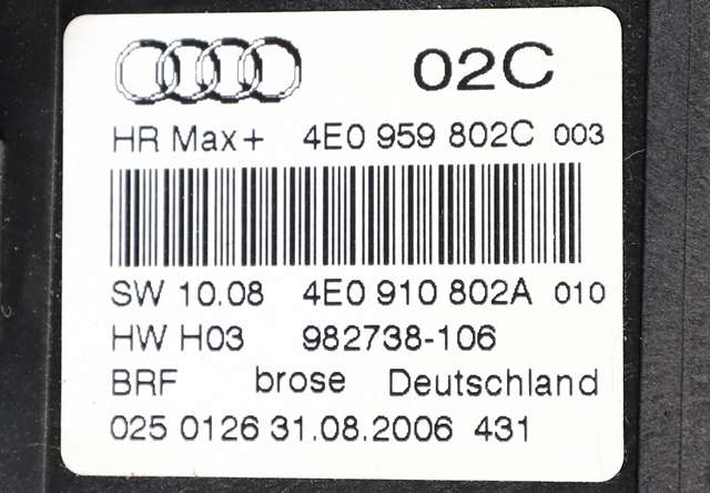 Ruteheis høyre bak til Audi A8 2003-2010 (Type II) (VAG|4E0 959 802 C|)