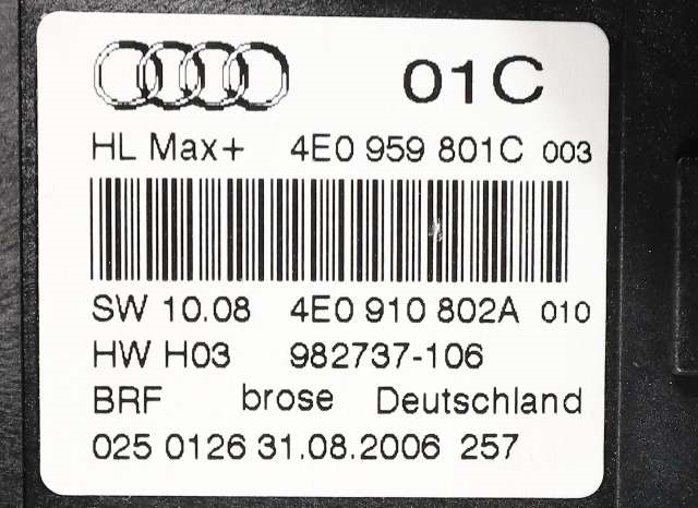Ruteheis venstre bak til Audi A8 2003-2010 (Type II)  (VAG|4E0 959 801 C|)