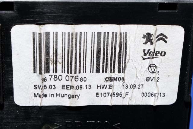 Styreenhet klima/aircondition til Peugeot 308 2013-2021 (Type II)  (PEUGEOT|96 780076 80|)