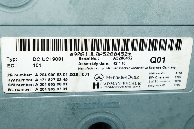 Bilstereo diverse til Mercedes E-Klasse, Coupe/Cab 2009-2013 (Fase 1) (C207) (C207) (MERCEDES|A 204 900 93 01|)